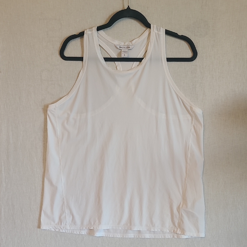 Athleta Ultimate Lightweight White Racerback Tank Top Size Large